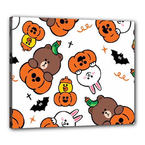 Illustration Pumpkin Bear Bat Bunny Chicken Canvas 24  X 20  (stretched) by Sudhe