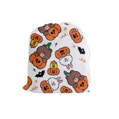 Illustration Pumpkin Bear Bat Bunny Chicken Drawstring Pouch (large) by Sudhe