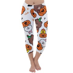 Illustration Pumpkin Bear Bat Bunny Chicken Capri Winter Leggings  by Sudhe