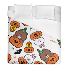 Illustration Pumpkin Bear Bat Bunny Chicken Duvet Cover (full/ Double Size) by Sudhe