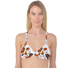 Illustration Pumpkin Bear Bat Bunny Chicken Reversible Tri Bikini Top by Sudhe