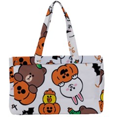 Illustration Pumpkin Bear Bat Bunny Chicken Canvas Work Bag by Sudhe