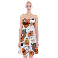 Illustration Pumpkin Bear Bat Bunny Chicken Spaghetti Strap Velvet Dress