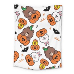 Illustration Pumpkin Bear Bat Bunny Chicken Medium Tapestry