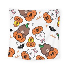 Illustration Pumpkin Bear Bat Bunny Chicken Square Tapestry (small)