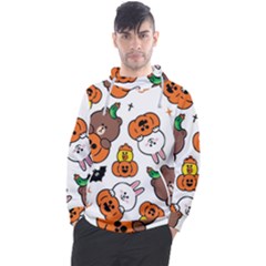 Illustration Pumpkin Bear Bat Bunny Chicken Men s Pullover Hoodie by Sudhe