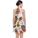 Illustration Pumpkin Bear Bat Bunny Chicken Velvet Halter Neckline Dress  View2