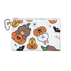 Illustration Pumpkin Bear Bat Bunny Chicken Canvas Cosmetic Bag (medium) by Sudhe