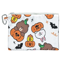 Illustration Pumpkin Bear Bat Bunny Chicken Canvas Cosmetic Bag (xl) by Sudhe