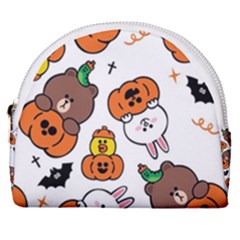 Illustration Pumpkin Bear Bat Bunny Chicken Horseshoe Style Canvas Pouch by Sudhe