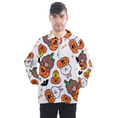 Illustration Pumpkin Bear Bat Bunny Chicken Men s Half Zip Pullover by Sudhe