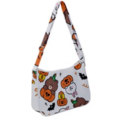 Illustration Pumpkin Bear Bat Bunny Chicken Zip Up Shoulder Bag by Sudhe