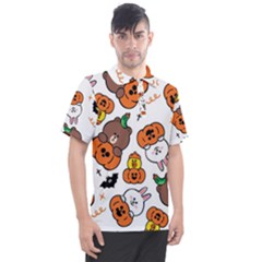 Illustration Pumpkin Bear Bat Bunny Chicken Men s Polo Tee by Sudhe