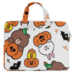 Illustration Pumpkin Bear Bat Bunny Chicken Macbook Pro 13  Double Pocket Laptop Bag by Sudhe