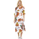 Illustration Pumpkin Bear Bat Bunny Chicken Double Cuff Midi Dress View1