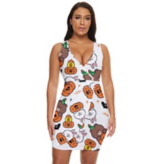 Illustration Pumpkin Bear Bat Bunny Chicken Draped Bodycon Dress by Sudhe