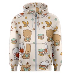 Illustration Bear Cartoon Background Pattern Men s Zipper Hoodie