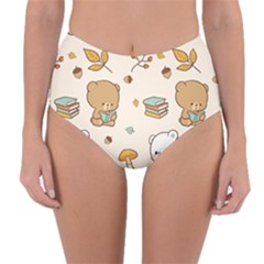 Illustration Bear Cartoon Background Pattern Reversible High-waist Bikini Bottoms by Sudhe