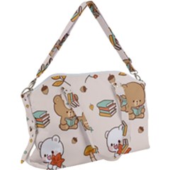 Illustration Bear Cartoon Background Pattern Canvas Crossbody Bag by Sudhe