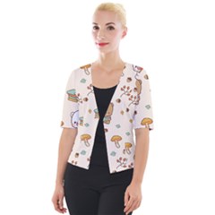 Illustration Bear Cartoon Background Pattern Cropped Button Cardigan by Sudhe