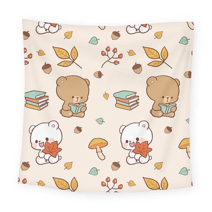 Illustration Bear Cartoon Background Pattern Square Tapestry (Large)