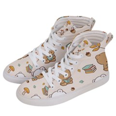 Illustration Bear Cartoon Background Pattern Men s Hi-top Skate Sneakers by Sudhe