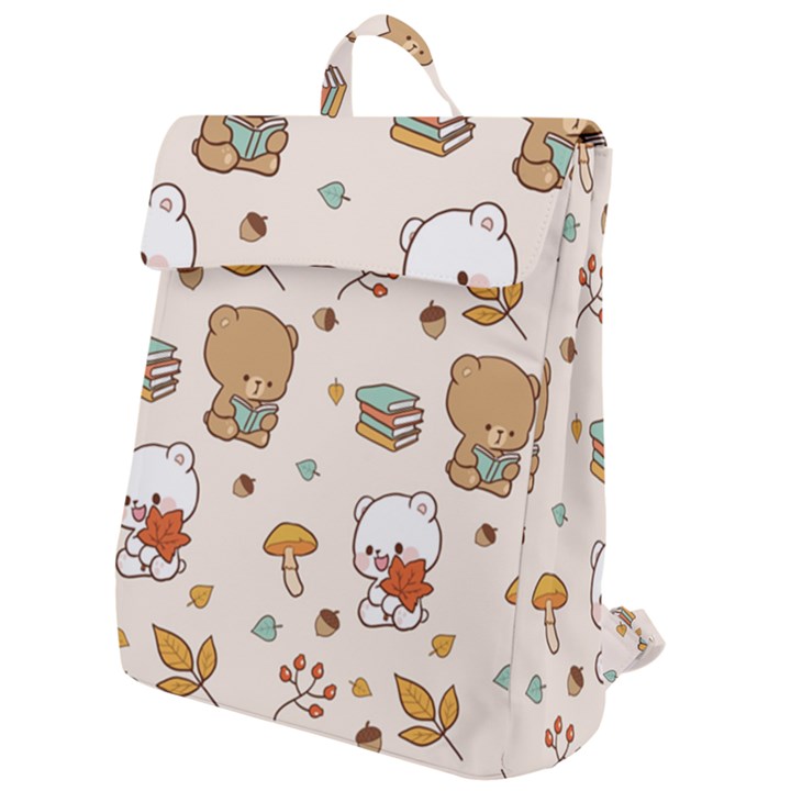 Illustration Bear Cartoon Background Pattern Flap Top Backpack