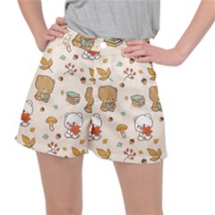 Illustration Bear Cartoon Background Pattern Ripstop Shorts by Sudhe