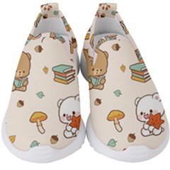 Illustration Bear Cartoon Background Pattern Kids  Slip On Sneakers by Sudhe