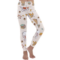 Illustration Bear Cartoon Background Pattern Kids  Lightweight Velour Classic Yoga Leggings by Sudhe