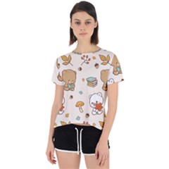 Illustration Bear Cartoon Background Pattern Open Back Sport Tee by Sudhe