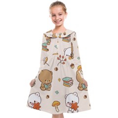 Illustration Bear Cartoon Background Pattern Kids  Midi Sailor Dress by Sudhe