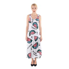 Illustration Watermelon Fruit Sweet Slicee Sleeveless Maxi Dress by Sudhe