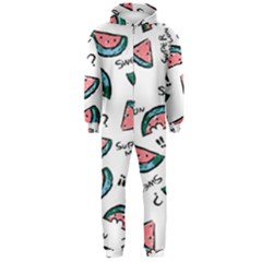 Illustration Watermelon Fruit Sweet Slicee Hooded Jumpsuit (men)