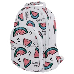 Illustration Watermelon Fruit Sweet Slicee Rounded Multi Pocket Backpack by Sudhe