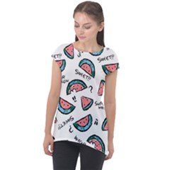 Illustration Watermelon Fruit Sweet Slicee Cap Sleeve High Low Top by Sudhe