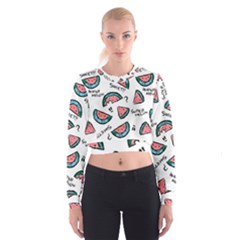 Illustration Watermelon Fruit Sweet Slicee Cropped Sweatshirt