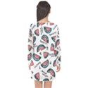 Illustration Watermelon Fruit Sweet Slicee Long Sleeve Chiffon Shift Dress  View2