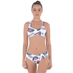 Illustration Watermelon Fruit Sweet Slicee Criss Cross Bikini Set by Sudhe