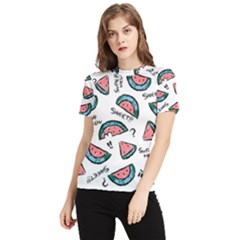 Illustration Watermelon Fruit Sweet Slicee Women s Short Sleeve Rash Guard by Sudhe