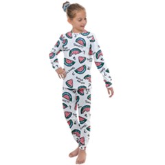 Illustration Watermelon Fruit Sweet Slicee Kids  Long Sleeve Set 