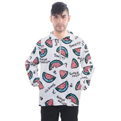 Illustration Watermelon Fruit Sweet Slicee Men s Half Zip Pullover