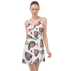 Illustration Watermelon Fruit Sweet Slicee Summer Time Chiffon Dress by Sudhe