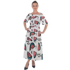 Illustration Watermelon Fruit Sweet Slicee Shoulder Straps Boho Maxi Dress  by Sudhe