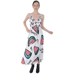 Illustration Watermelon Fruit Sweet Slicee Tie Back Maxi Dress by Sudhe