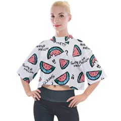 Illustration Watermelon Fruit Sweet Slicee Mock Neck Tee by Sudhe