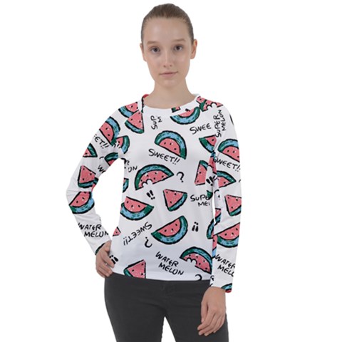 Illustration Watermelon Fruit Sweet Slicee Women s Long Sleeve Raglan Tee by Sudhe