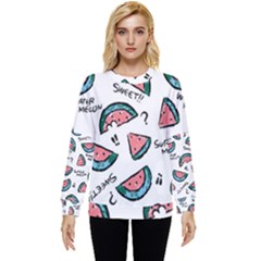 Illustration Watermelon Fruit Sweet Slicee Hidden Pocket Sweatshirt