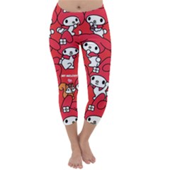 Rabbit Background Cartoon Capri Winter Leggings 