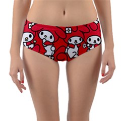 Rabbit Background Cartoon Reversible Mid-waist Bikini Bottoms by Sudhe